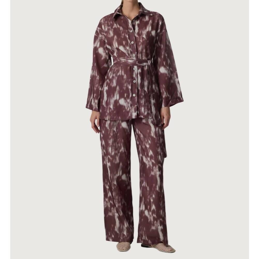 NEW TOUCHE PRIVE patterned shirt pants set in brown